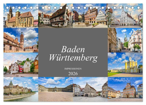 Baden-Württemberg Stadtansichten (Tischkalender 2026 DIN A5 quer), CALVENDO Monatskalender