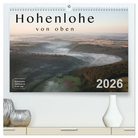 Hohenlohe von oben (hochwertiger Premium Wandkalender 2026 DIN A2 quer), Kunstdruck in Hochglanz