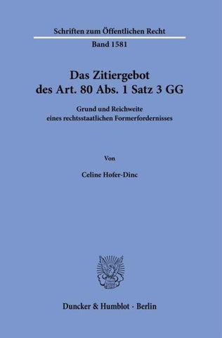 Das Zitiergebot des Art. 80 Abs. 1 Satz 3 GG