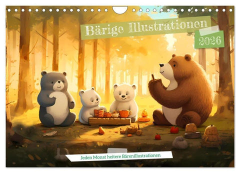 Bärige Illustrationen (Wandkalender 2026 DIN A4 quer), CALVENDO Monatskalender