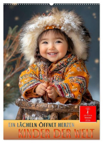 Kinder der Welt - ein Lächeln öffnet Herzen (Wandkalender 2026 DIN A2 hoch), CALVENDO Monatskalender