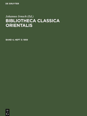 Bibliotheca Classica Orientalis. Band 4, Heft 3