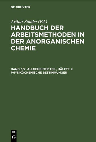 Allgemeiner Teil, Hälfte 2: Physikochemische Bestimmungen