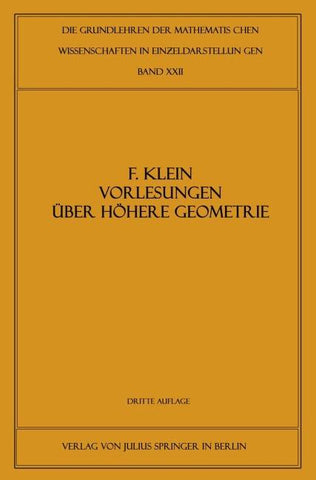 Vorlesungen über Höhere Geometrie