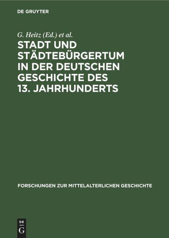 Stadt und Städtebürgertum in der deutschen Geschichte des 13. Jahrhunderts