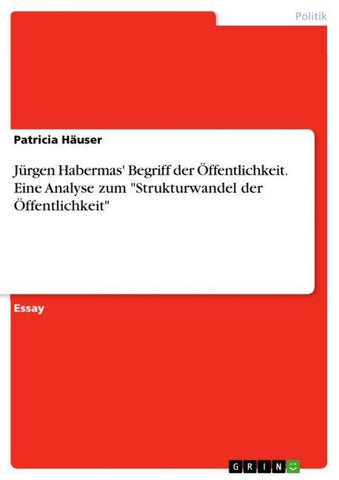Jürgen Habermas' Begriff der Öffentlichkeit. Eine Analyse zum "Strukturwandel der Öffentlichkeit"
