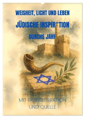 Weisheit, Licht und Leben – Jüdische Inspiration durchs Jahr (Wandkalender 2026 DIN A2 hoch), CALVENDO Monatskalender