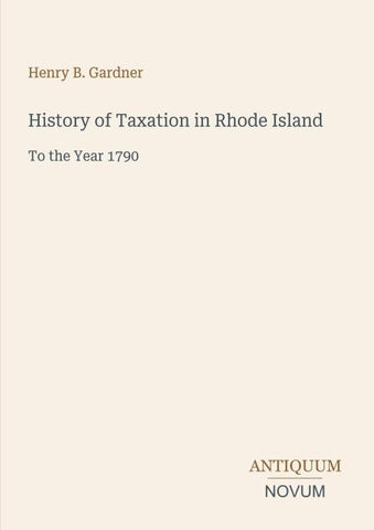 History of Taxation in Rhode Island