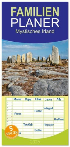 Familienplaner 2026 - Mystisches Irland mit 5 Spalten (Wandkalender, 21 x 45 cm) CALVENDO