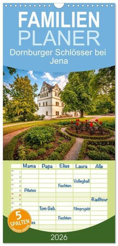 Familienplaner 2026 - Dornburger Schlösser bei Jena mit 5 Spalten (Wandkalender, 21 x 45 cm) CALVENDO