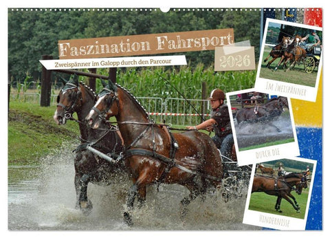 Faszination Fahrsport - Zweispänner im Galopp durch den Parcour (Wandkalender 2026 DIN A2 quer), CALVENDO Monatskalender