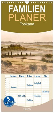 Familienplaner 2026 - Toskana 2026 mit 5 Spalten (Wandkalender, 21 x 45 cm) CALVENDO