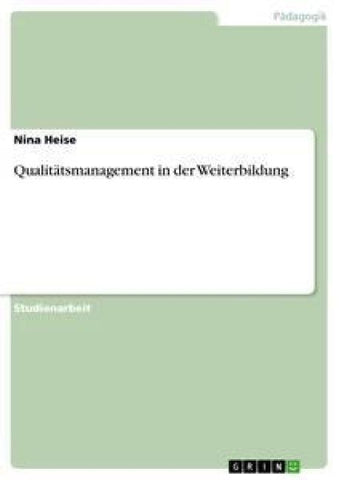 Qualitätsmanagement in der Weiterbildung