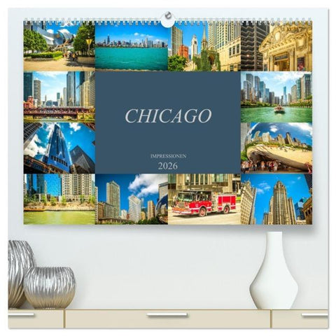 Chicago Impressionen (hochwertiger Premium Wandkalender 2026 DIN A2 quer), Kunstdruck in Hochglanz