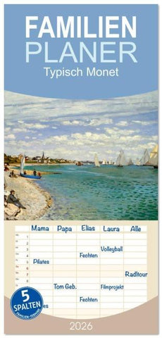 Familienplaner 2026 - Typisch Monet mit 5 Spalten (Wandkalender, 21 x 45 cm) CALVENDO