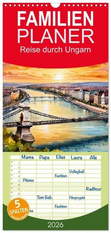Familienplaner 2026 - Reise durch Ungarn mit 5 Spalten (Wandkalender, 21 x 45 cm) CALVENDO
