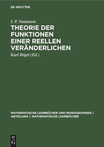 Theorie der Funktionen einer reellen Veränderlichen