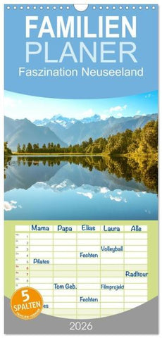 Familienplaner 2026 - Faszination Neuseeland mit 5 Spalten (Wandkalender, 21 x 45 cm) CALVENDO