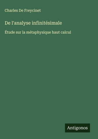 De l'analyse infinitésimale