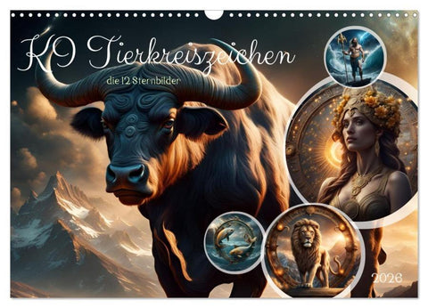 KI Tierkreiszeichen (Wandkalender 2026 DIN A3 quer), CALVENDO Monatskalender