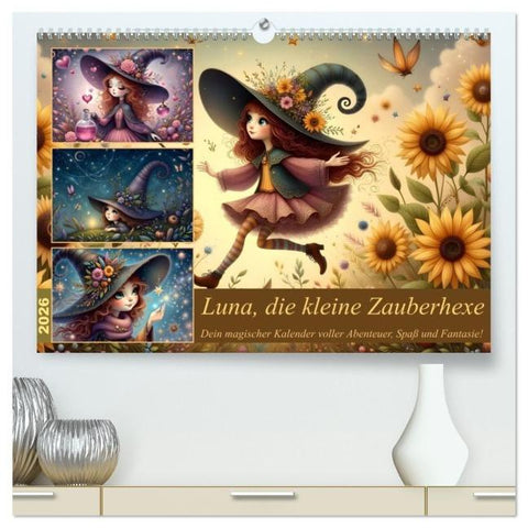 Luna, die kleine Zauberhexe (hochwertiger Premium Wandkalender 2026 DIN A2 quer), Kunstdruck in Hochglanz