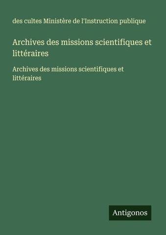 Archives des missions scientifiques et littéraires