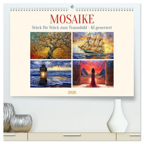 Mosaike (hochwertiger Premium Wandkalender 2026 DIN A2 quer), Kunstdruck in Hochglanz
