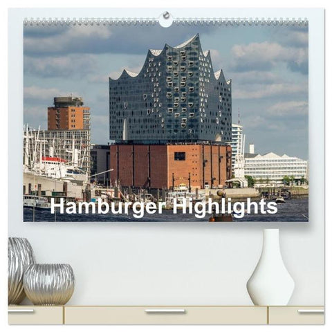 Hamburger Highlights (hochwertiger Premium Wandkalender 2026 DIN A2 quer), Kunstdruck in Hochglanz