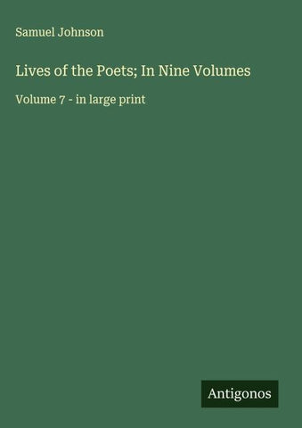 Lives of the Poets; In Nine Volumes