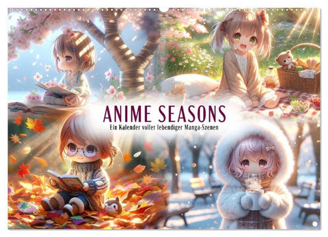 Anime Seasons: Ein Kalender voller lebendiger Manga-Szenen (Wandkalender 2026 DIN A2 quer), CALVENDO Monatskalender
