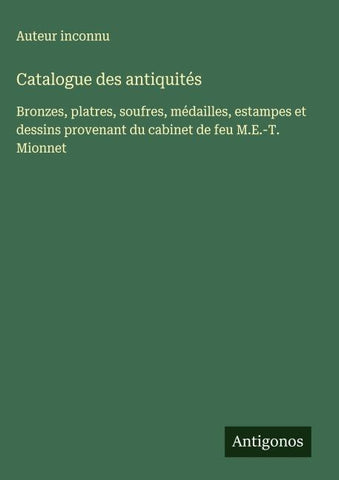 Catalogue des antiquités