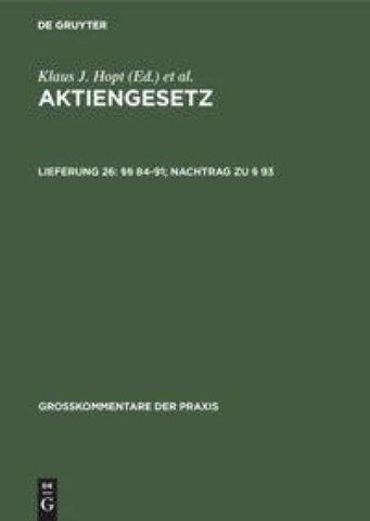Aktiengesetz / §§ 84-91; Nachtrag zu § 93