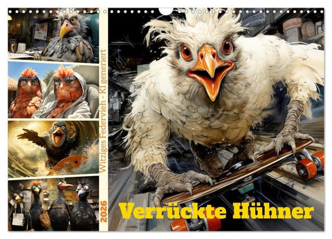 Verrückte Hühner (Wandkalender 2026 DIN A3 quer), CALVENDO Monatskalender