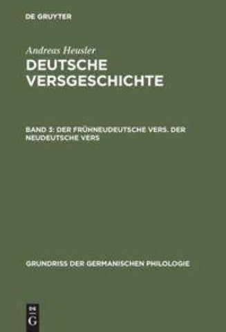 Der frühneudeutsche Vers. Der neudeutsche Vers