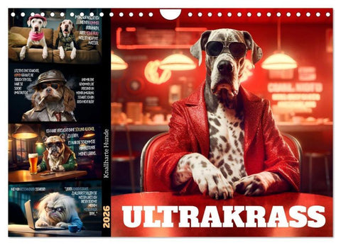 ULTRAKRASS Knallharte Hunde (Wandkalender 2026 DIN A4 quer), CALVENDO Monatskalender