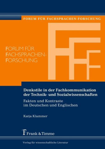 Denkstile in der Fachkommunikation der Technik- und Sozialwissenschaften