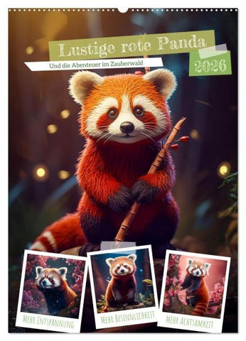 Lustige rote Panda (Wandkalender 2026 DIN A2 hoch), CALVENDO Monatskalender