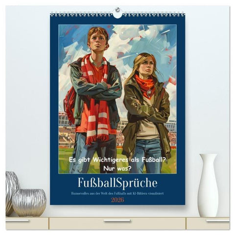 Fußballsprüche (hochwertiger Premium Wandkalender 2026 DIN A2 hoch), Kunstdruck in Hochglanz
