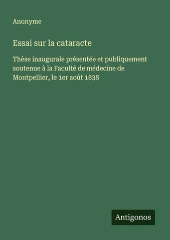 Essai sur la cataracte