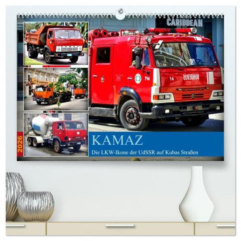 KAMAZ - Die LKW-Ikone der UdSSR auf Kubas Straßen (hochwertiger Premium Wandkalender 2026 DIN A2 quer), Kunstdruck in Hochglanz