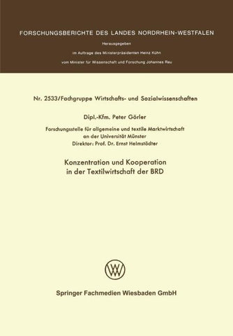 Konzentration und Kooperation in der Textilwirtschaft der BRD