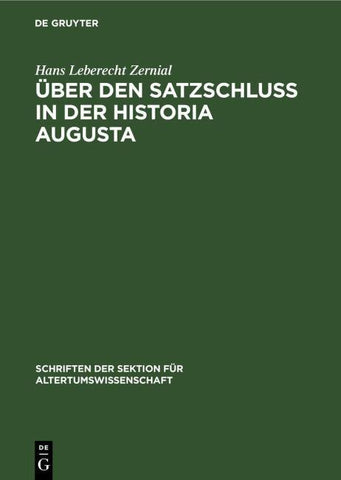 Über den Satzschluss in der Historia Augusta