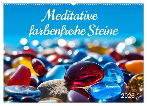 Meditative farbenfrohe Steine (Wandkalender 2026 DIN A2 quer), CALVENDO Monatskalender