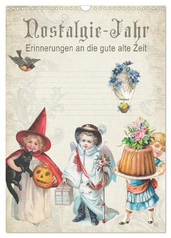 Nostalgie-Jahr, Motive aus alten Poesiealben (Wandkalender 2026 DIN A3 hoch), CALVENDO Monatskalender