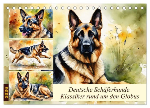 Deutsche Schäferhunde - Klassiker rund um den Globus (Tischkalender 2026 DIN A5 quer), CALVENDO Monatskalender