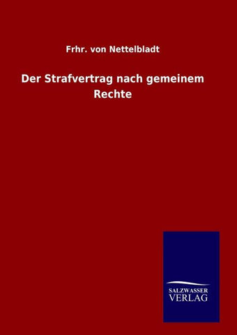 Der Strafvertrag nach gemeinem Rechte