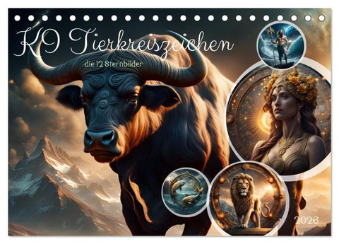 KI Tierkreiszeichen (Tischkalender 2026 DIN A5 quer), CALVENDO Monatskalender