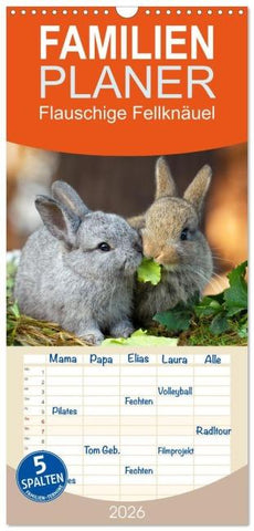 Familienplaner 2026 - Flauschige Fellknäuel mit 5 Spalten (Wandkalender, 21 x 45 cm) CALVENDO