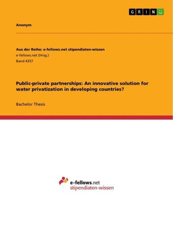 Public-private partnerships: An innovative solution for water privatization in developing countries?