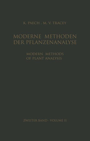 Modern Methods of Plant Analysis / Moderne Methoden der Pflanzenanalyse